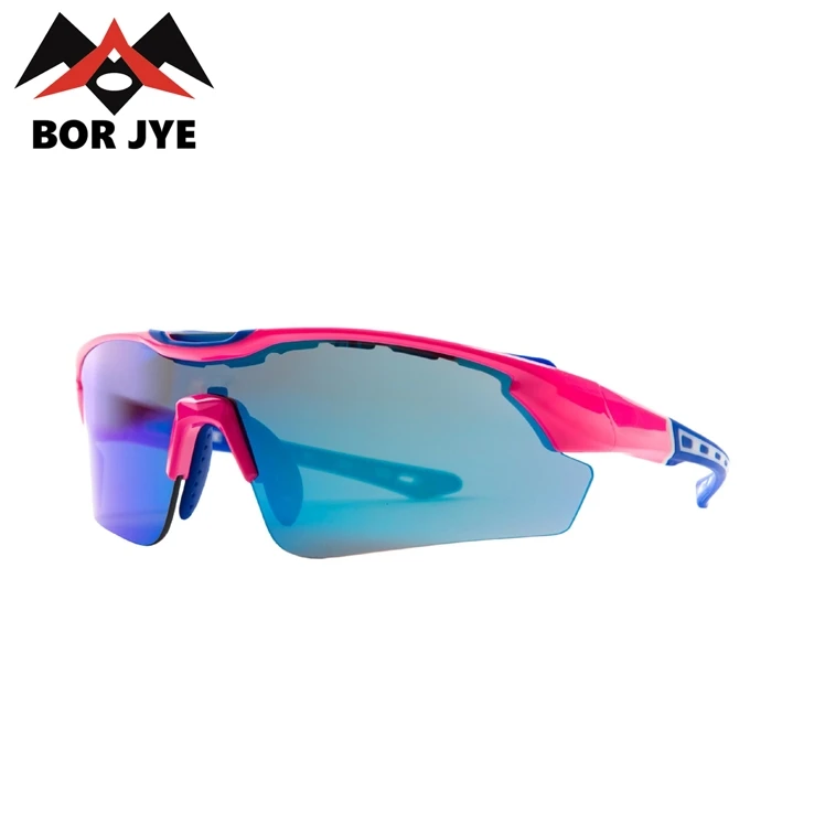 Borjye J121B Wholesale PC lens pink blue rim outdoor sunglasses
