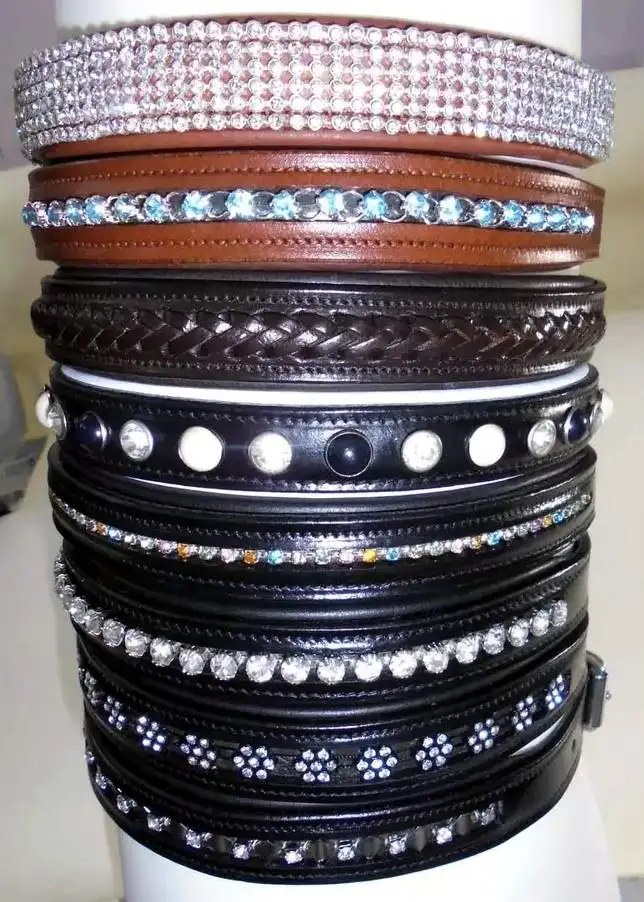 Leather Dog Collar handmade with bead design