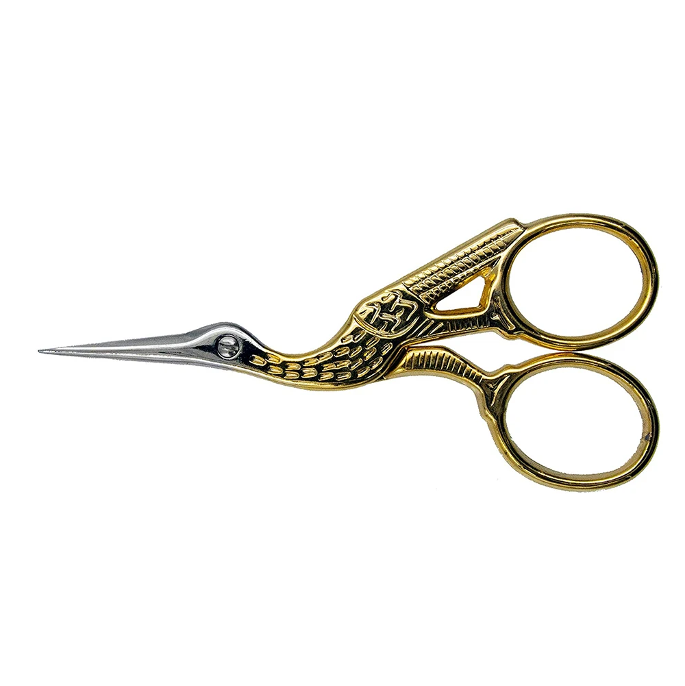Half Gold Handle Embroidery Scissor Big Crane Scissor Handmade German Stainless Steel Small Scissors