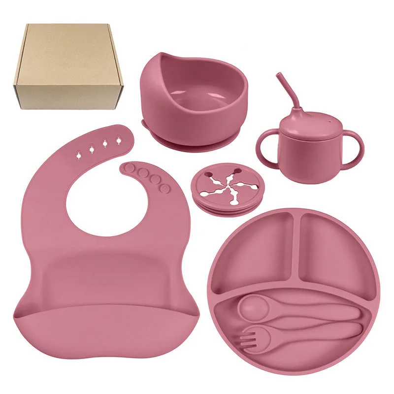 Top seller Silicone Baby Feeding Set tableware baby feeding plate for baby-led weaning utensils set