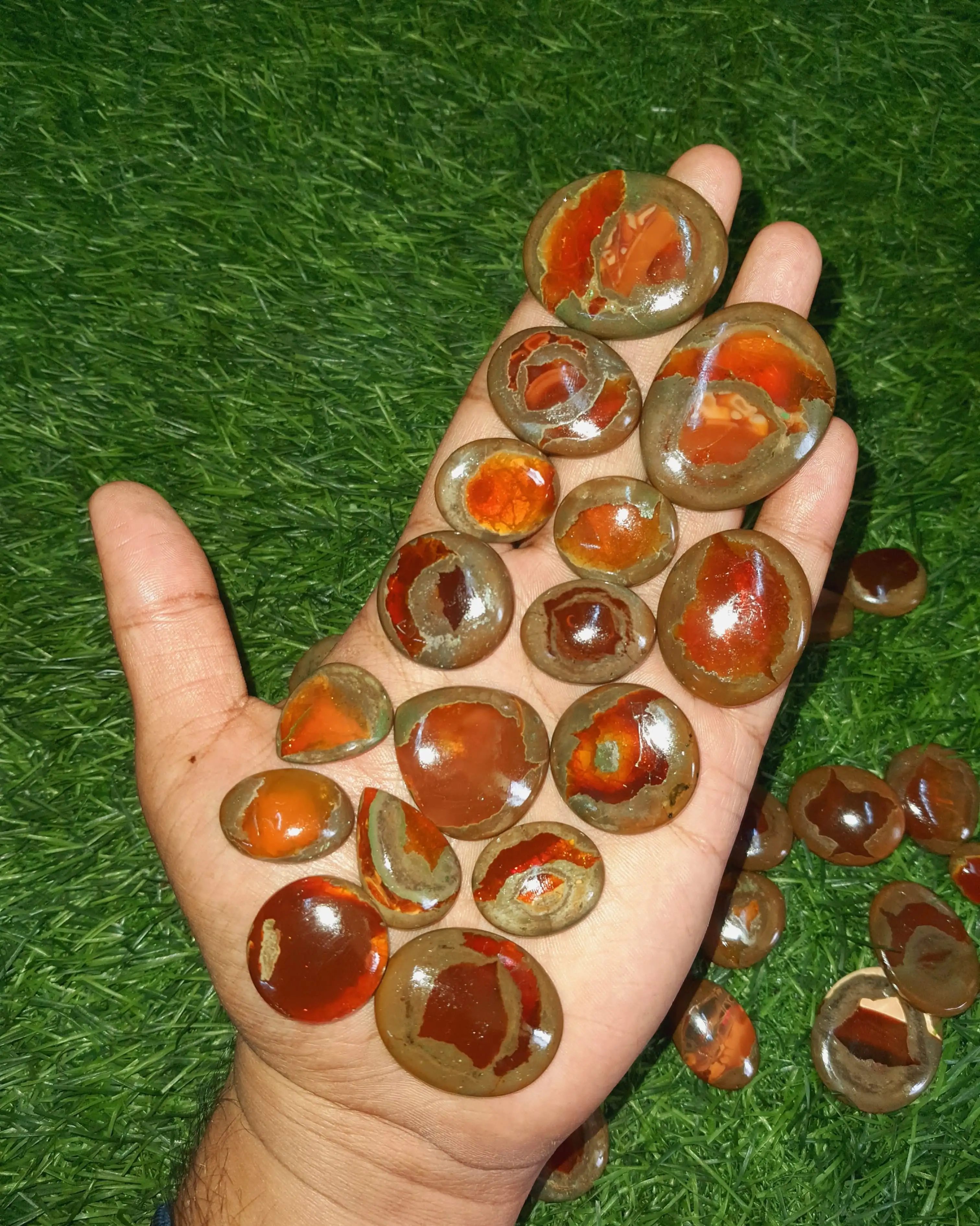 Natural Mexican Fire Opal gemstone cabochon for jewelry making for bulk sale hand making and hand polish by machine