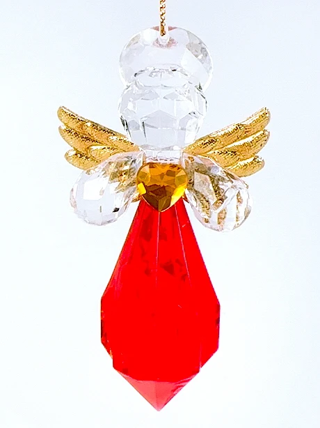 Рождественское Новогоднее украшение прозрачный золотой акриловый Ангел с бриллиантовым декоративным украшением