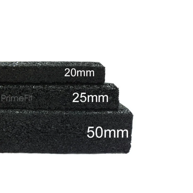 Primefit | Fitmat SQ 20 Squared Shape Rubber Tile Gym Carpet in Black Color