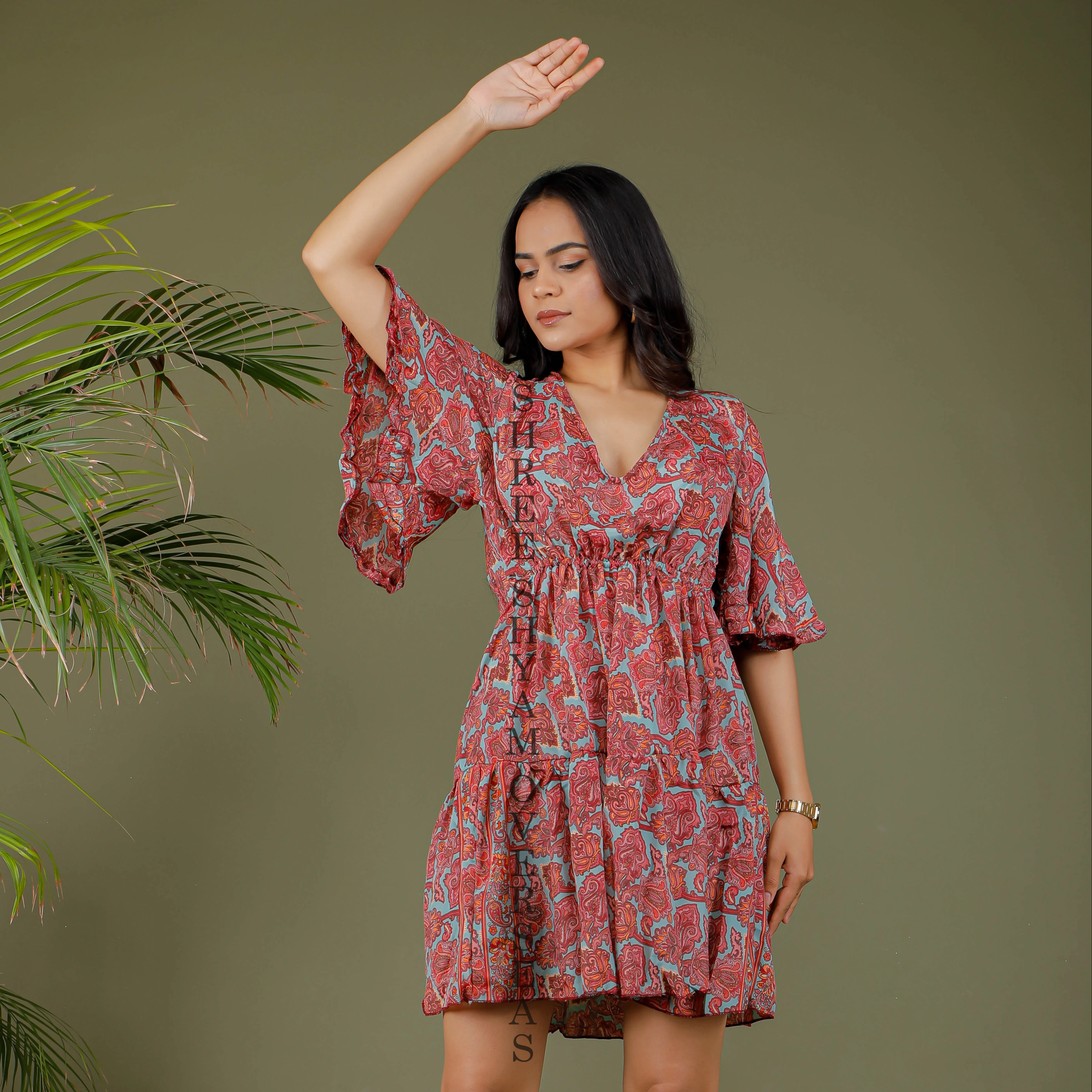 Новая Летняя коллекция, 2023 шелковое короткое платье с резинкой на шпульке, Курортное платье