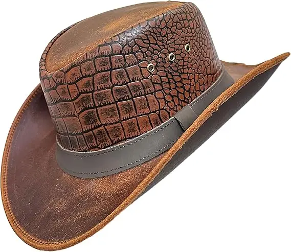 Leather Cowboy Hat For Men & Women Durable Handcrafted Lightweight Shapeable Western Hats For Men