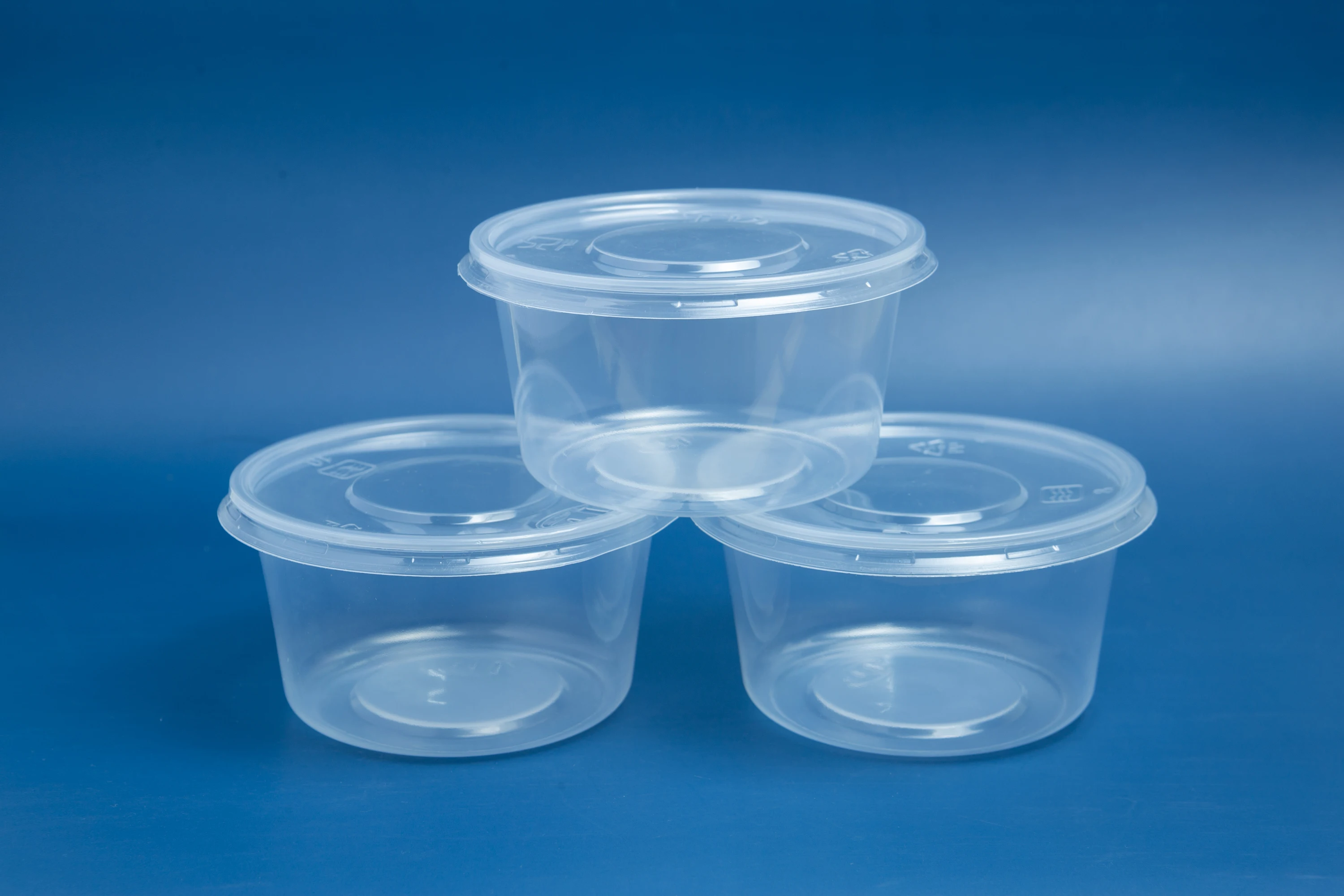 Microwave oven safe PP plastic food container round shape box takeaway transparent clear disposable food containers with lids
