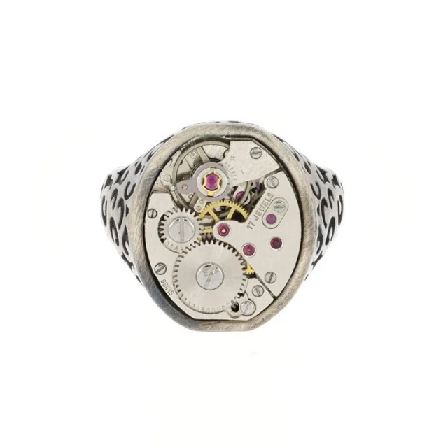 Luxury Fashion Women Jewelry Signet Silver Ring With Pink Precious Gem Original Steampunk Made In Italy