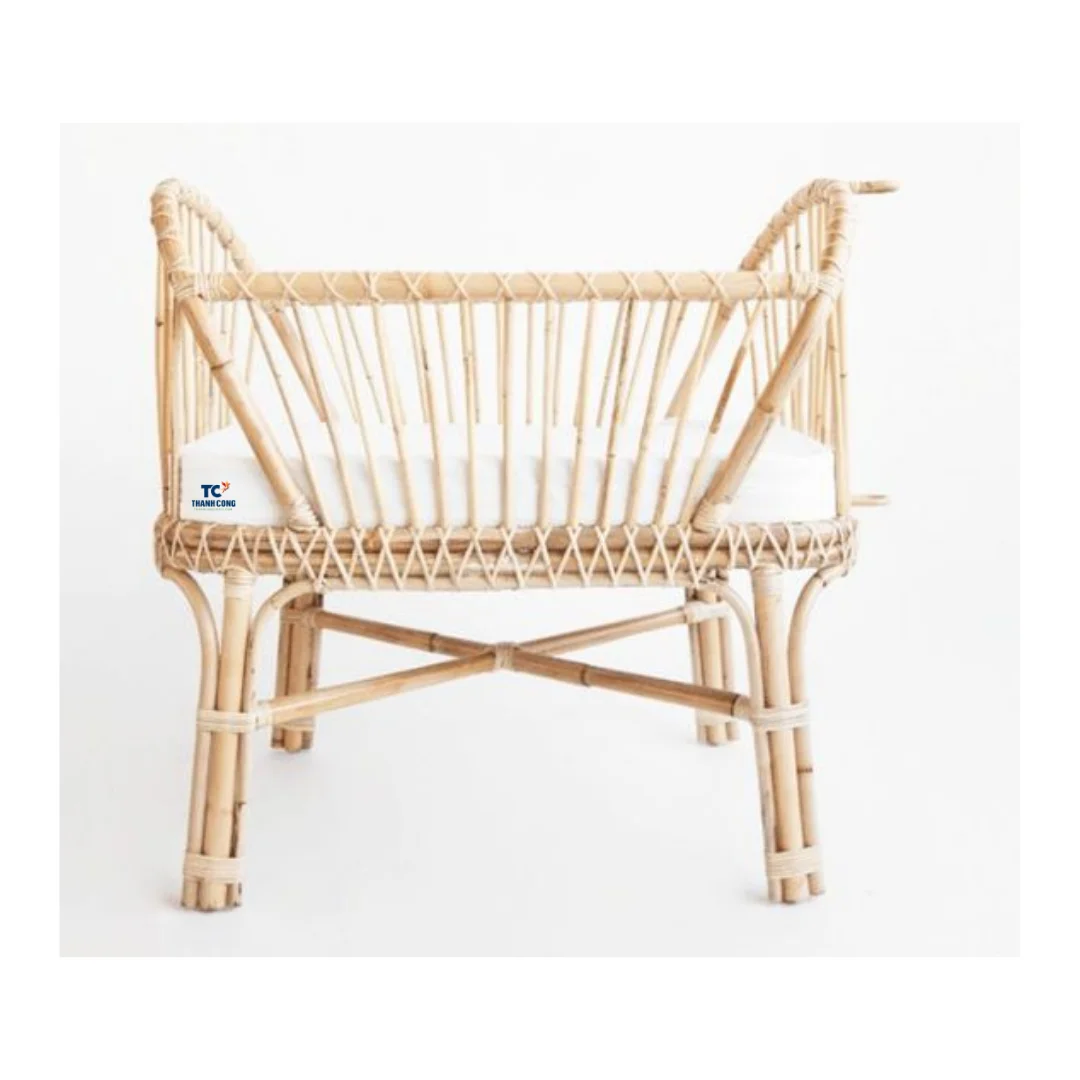 Handcrafted natural pretend play rattan crib for dolls rattan furniture toys for kids From Thanh Cong