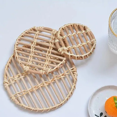 Place Mats 100% Bamboo Fiber OEM Natural Color Luxurious Style Tablecloth New Style Round Shape Bamboo placemat charger