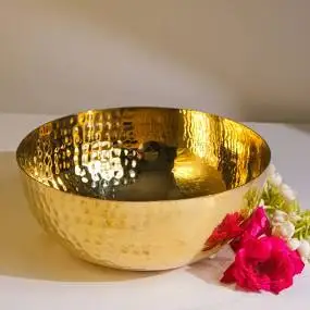 Brass Gold Brass Hammered Chocolate Bowl gold plated & silver bowl