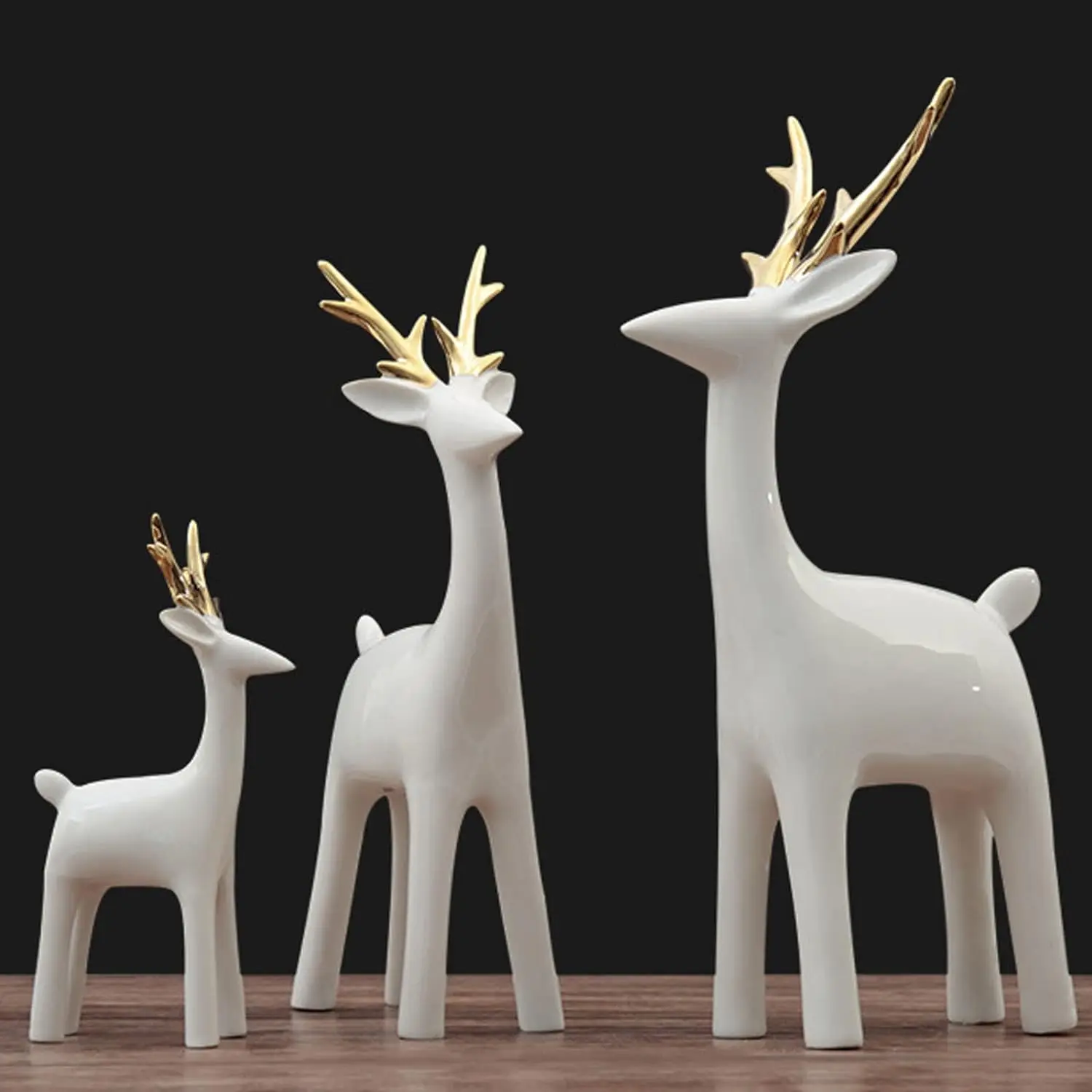 Set of 3 Standing Deer Figures Holiday Reindeer Figures Attractive Decorative Deer Sculpture for Home Decor Car Dashboard