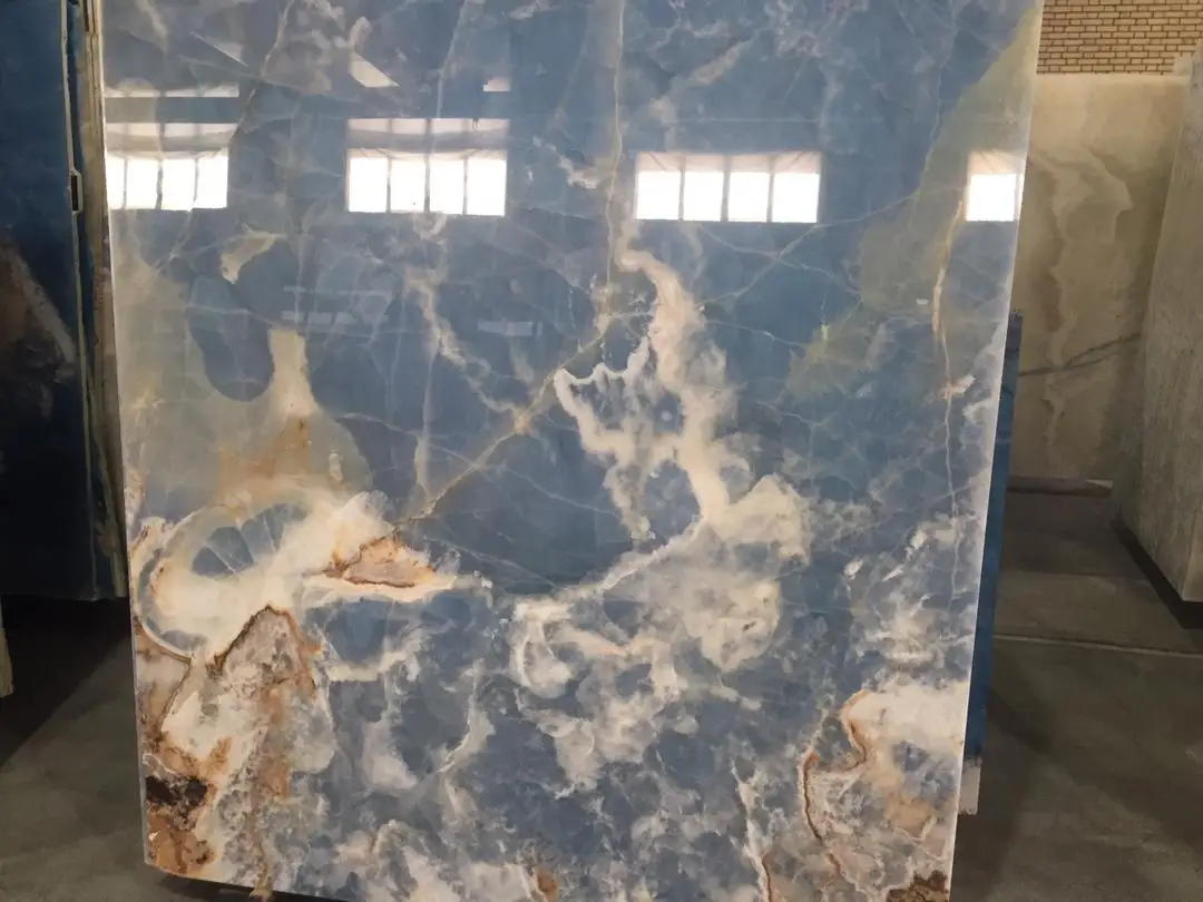 Sea Blue Onyx Natural Stones Transparent Marble Slabs & Tiles for Villa and Hotel Wall and Floor Decoration