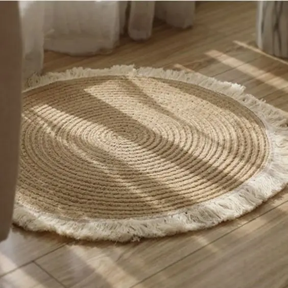 Eco-friendly home round Braided jute rugs natural fiber jute round rugs living room carpet natural color rug In India By Avior
