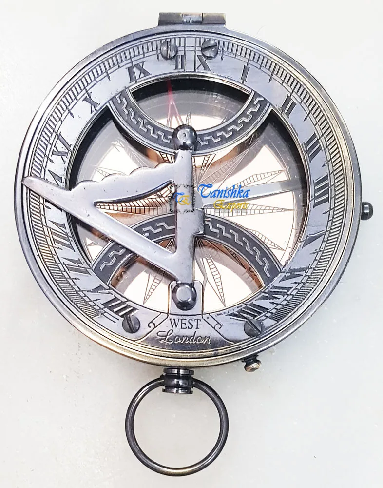 Nautical Sundial Compass West London Sundial Compass Metal Crafts Navigation Compass Perfect Travel or Keepsake Handmade Gift