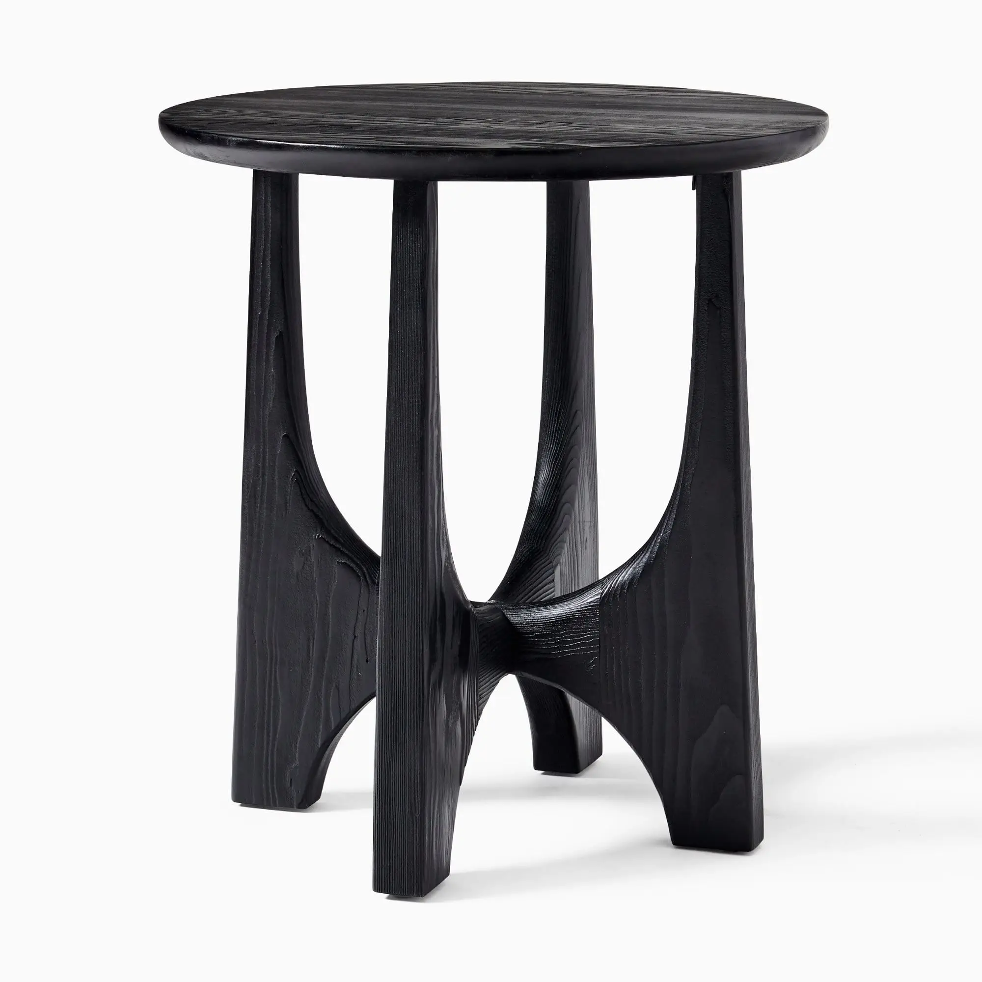 Mango wooden round side tables small & large set of 2 black & natural