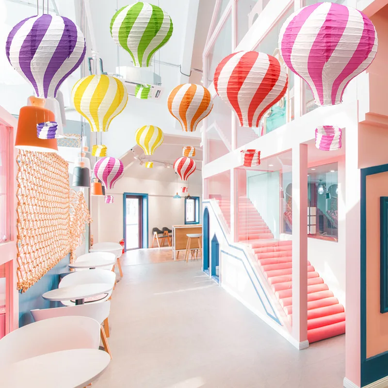 Wholesale Hot Air Balloon Rainbow Paper Lanterns Wedding Birthday Engagement Christmas Party Decoration
