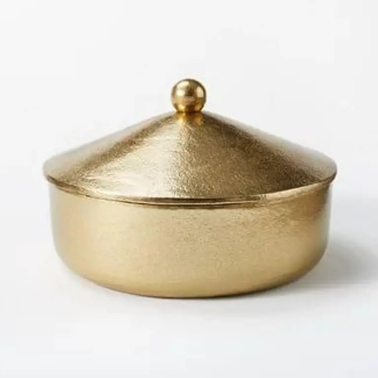 Golden cutting storage box for seeds dry fruit and spice metal boxes handicraft item for decor table and kitchen handmade gift i