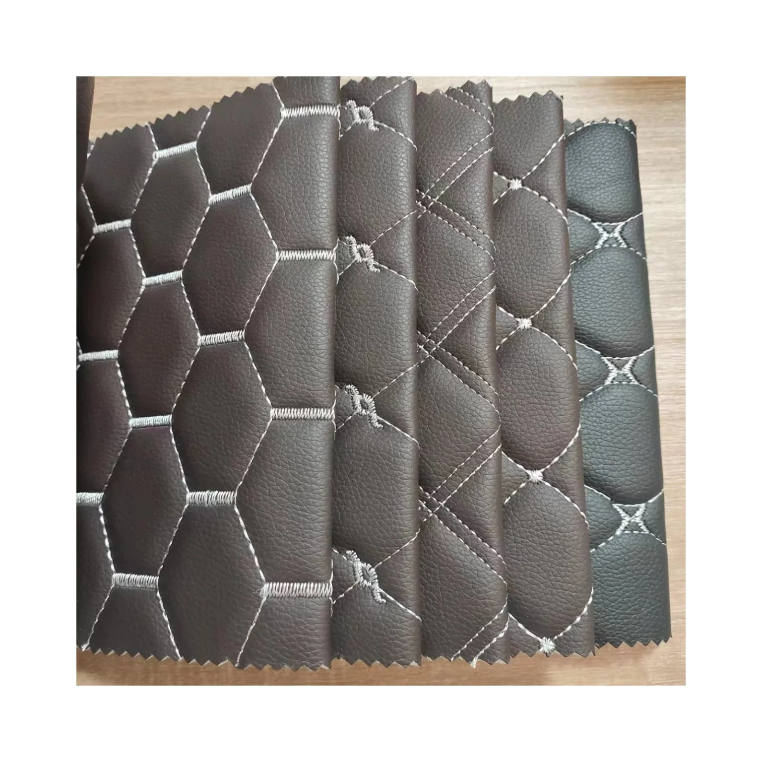 Classic 2.4mm Foam Embroidery Decorated PVC Faux Synthetic Leather Sofa Genuine Leather Car Seat Cover
