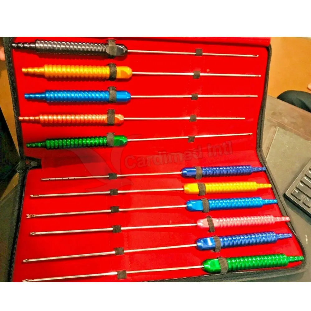 Liposuction Cannula Complete Set Of 10 Pieces Plastic Surgery Cannula With Suction Handle For Sale