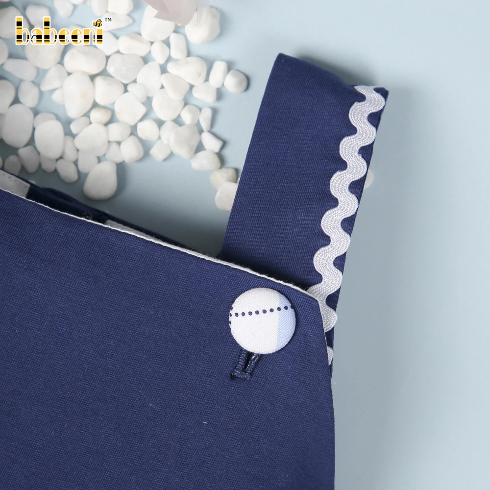 Rhombus navy baby set clothing OEM ODM girls clothing sets customized hand embroidery wholesale manufacturer Vietnam - BB2728