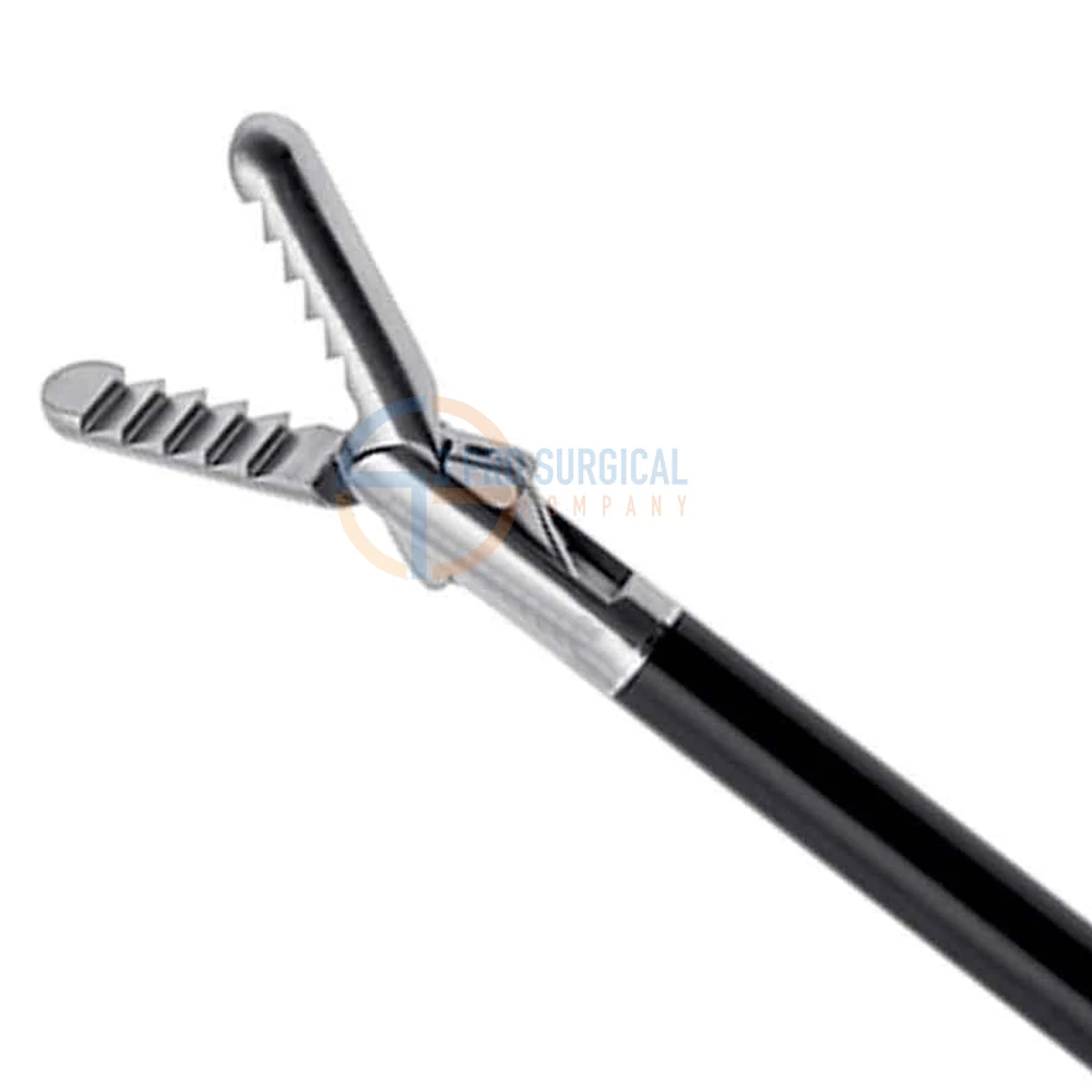 3PRO Fenestrated Grasper Fixation forceps 40mm Double Action Jaws slightly flat jaws 5mm x 45cm