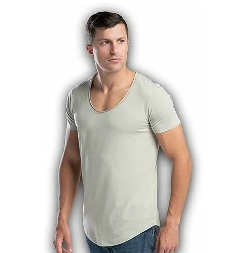 100% Cotton Mens short Sleeve Fitted Elongated T Shirt Gym Longline Curved Hem T Shirt OEM breathable