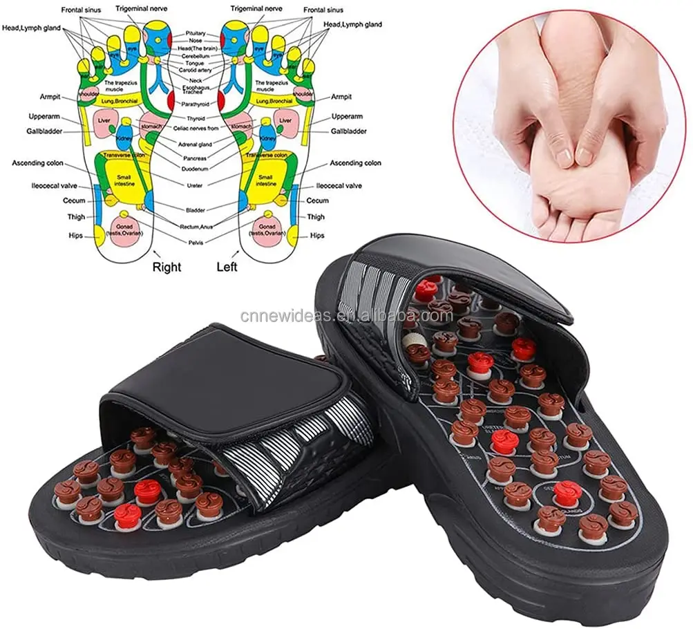Acupressure Massage Slippers Foot Massager Tools Reflexology Shoes Women Acupuncture Slides Real Stone Therapy Sandals