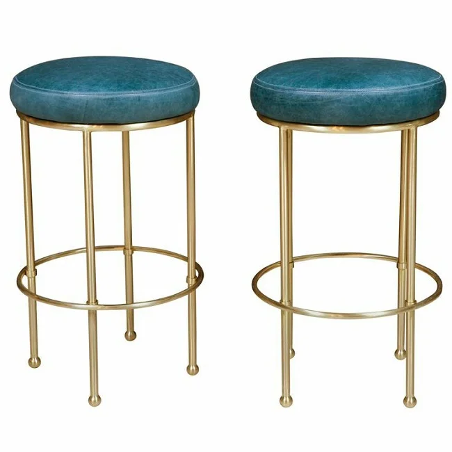Metal Legs Powder Coated Garden Sitting Stool Metal Brass & Iron Handcrafted With Excellent Finishing For Hotel Restaurants Used