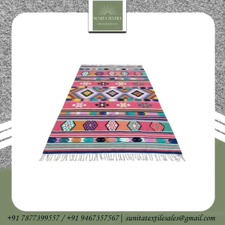 Rugs Living Room Hand Braided Premium Quality 100 % Cotton Embroidered Hand Woven Living Room Rug For Sale