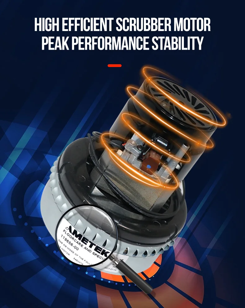 Gaoge Manufacturer AMETEK Floorcare and Cleaner Motors 24V 500W Vacuum Motor for Floor Scrubber Cleaner Machine