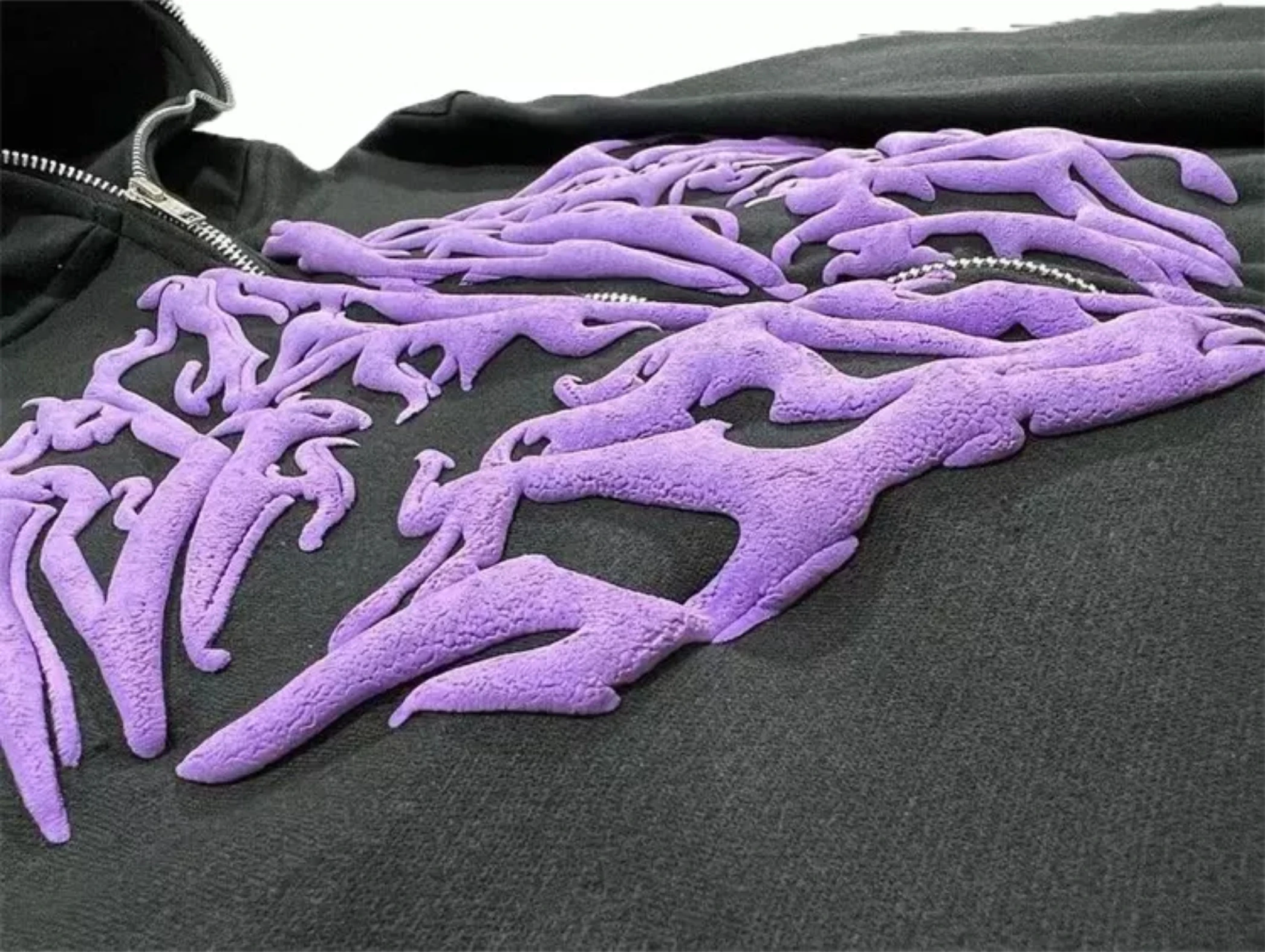 New Arrivals Men Autumn Custom Puff Printing Street Long Sleeve Slim Fit Solid Color Casual Tops Dark Grey Men Stylish Hoodies