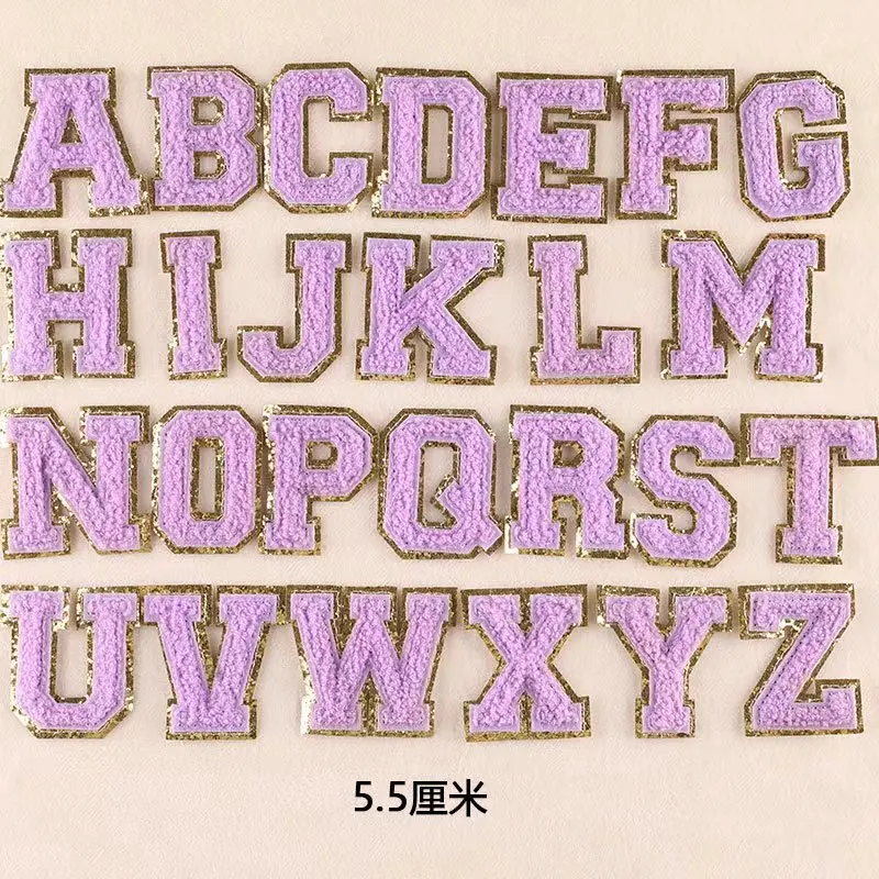 Color Chenille Patches on Makeup Bag Rainbow Letter DIY Iron Stockpatch Embroidery Fabric Alphabet Patch Lettering