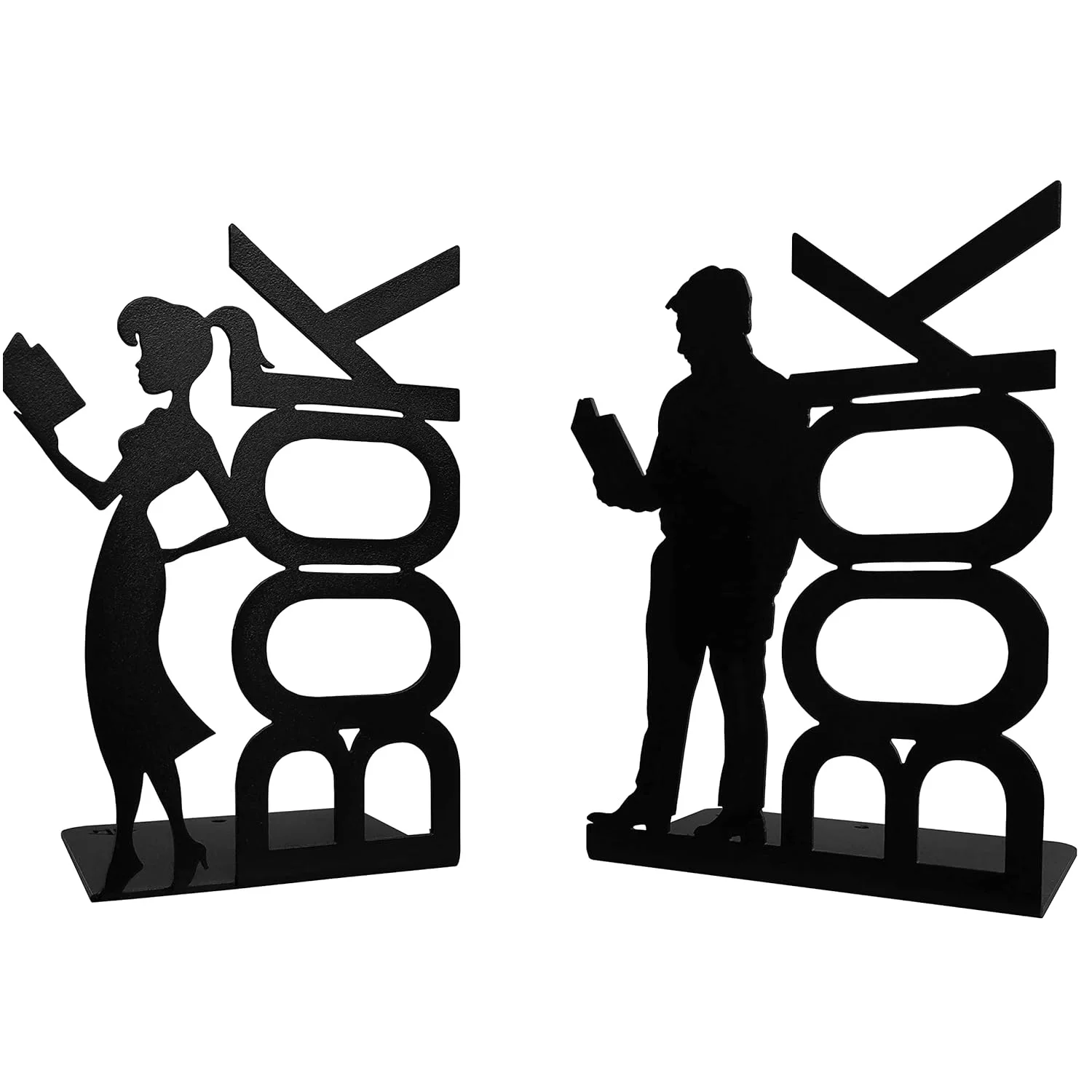 Black Color Metal Book Ends With Book Text Customized Sizes For Study Room And Libraries With Sizes 7 X 4.72 X 3.9 Inch
