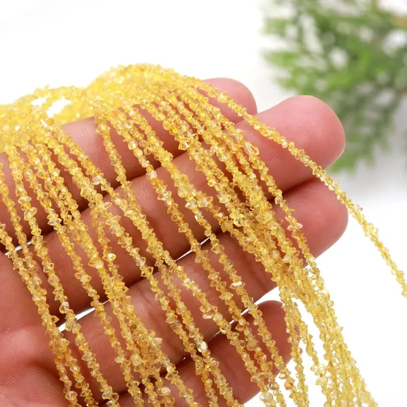 Natural Yellow Herkimer Diamond Quartz Chips Shape Gemstone Beads Strands String 2-3mm Loose Beads Lot for Jewelry Making