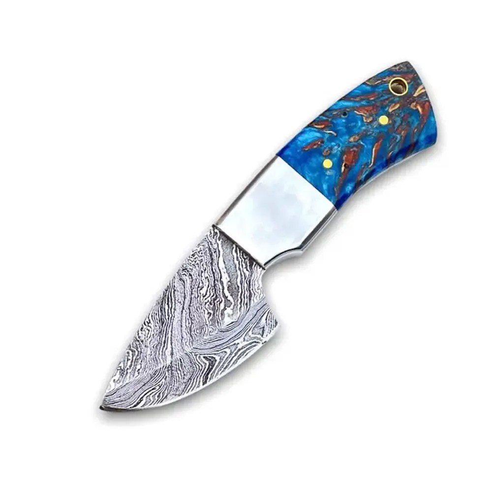 Private Label Handmade Damascus Steel Hunting Knife with Leather Sheath Direct Factory Supply Lightweight Hunting Knives