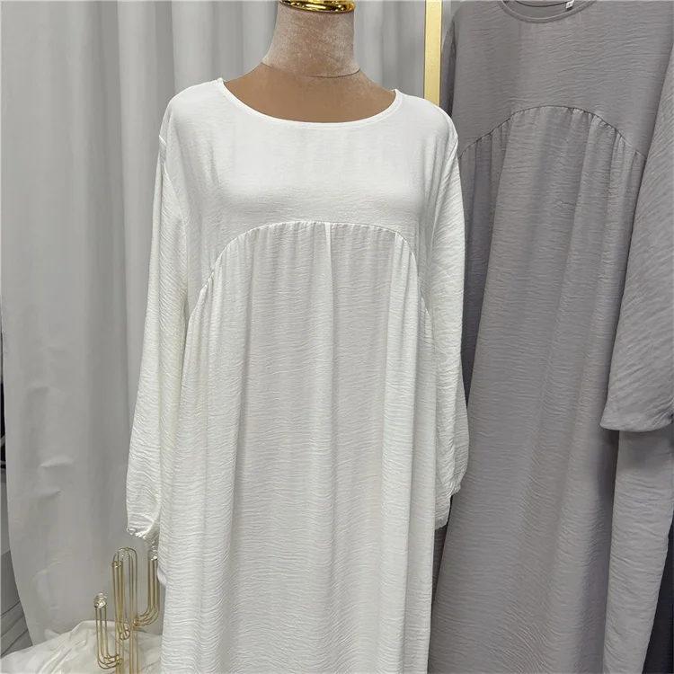 2023 Latest Design Dubai Abaya Solid Modest Dress Ramadan Eid Mubarak Kaftan Dubai Abaya Balloon Long Sleeve Maxi Dress