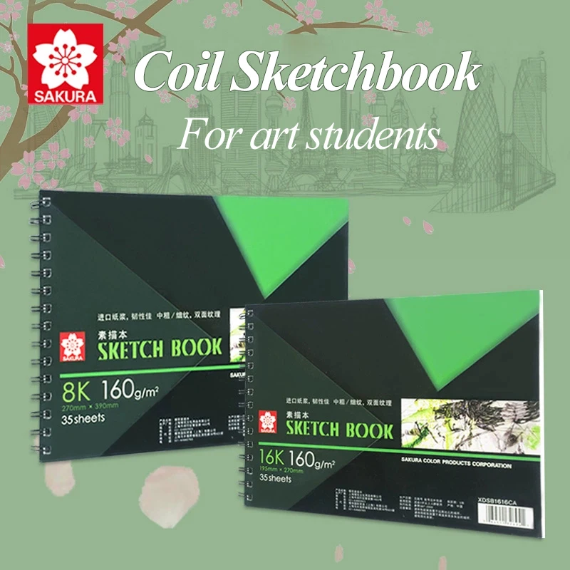 Sakura 160g 8k 16K Art Sketch book art block paper sketchbook with hard cover pad 35sheets/book wood pulp