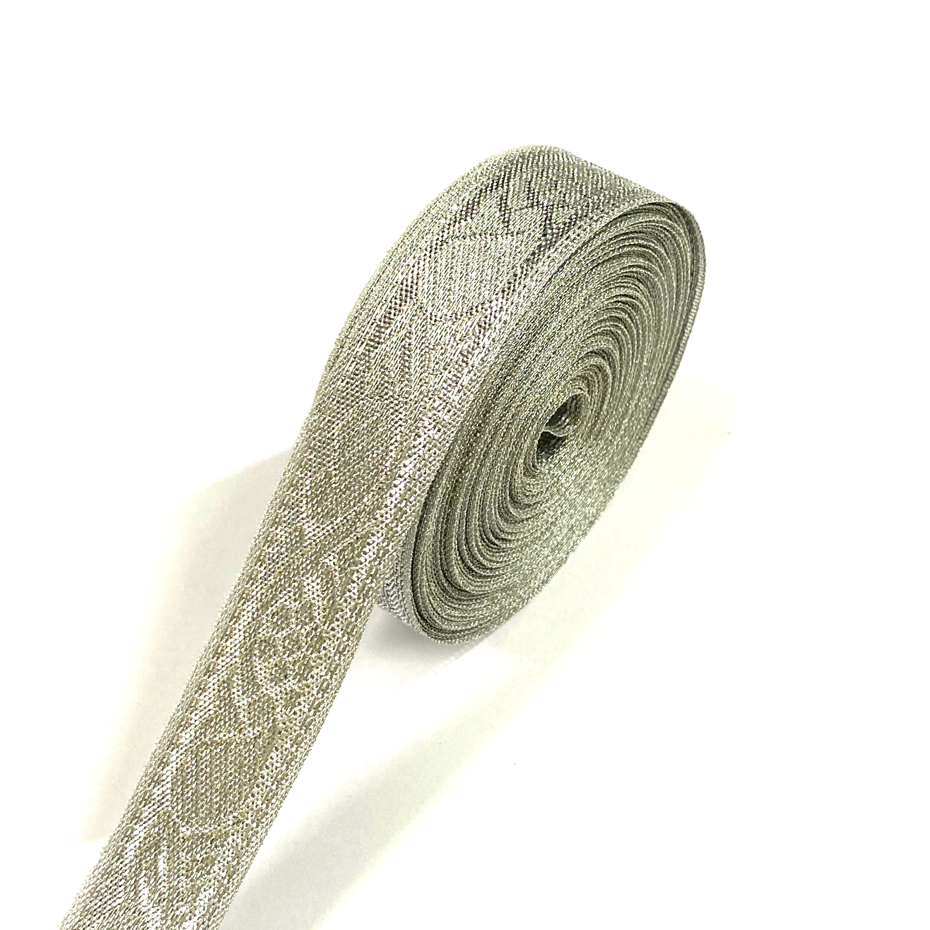 Серебряная жаккардовая Лента металлическая лента для украшения рождественской елки оптовая продажа