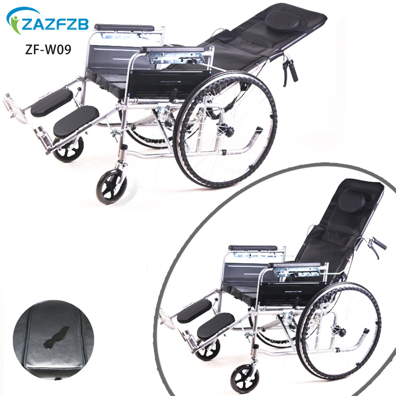 Better quality lower price foldable back half full reclining manual wheelchair cushion and commode