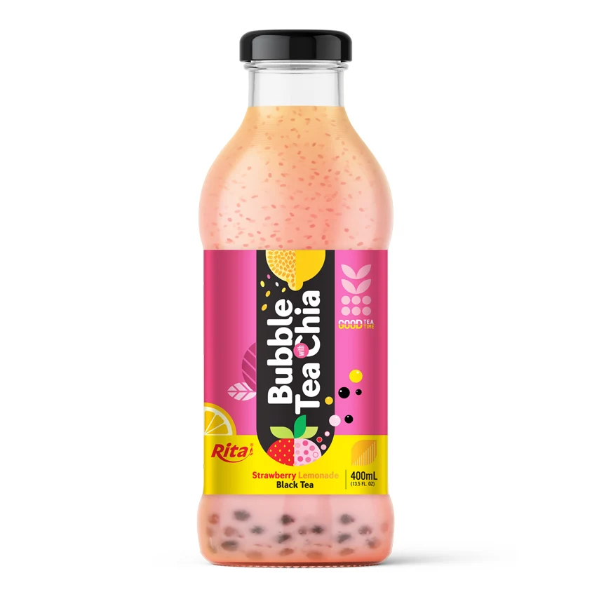 Free Sample Best Sell  Bubble Tea 400Ml Bubble Tea Chia With Raspberry Dragon Fruit Black Tea Flavor
