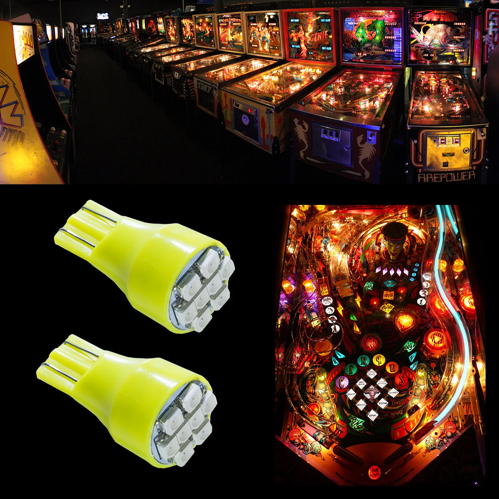 Pinball Machine LED Bulbs 8SMD T10 194 168 W5W 6V White 12 Color Variations #555 3020 PA