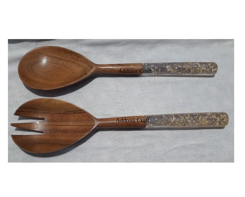 Decorative Wooden Salad Server Wholesale Salad Serving Tool With Resin Handle for Sale Custom Vintage Salad Tools at Best Price