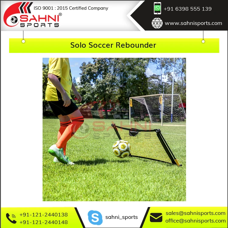 Portable Soccer Rebounder Training Equipment for Kids Metal Frame with Sturdy Base Fiberglass Poles Solo Football Practice Tool