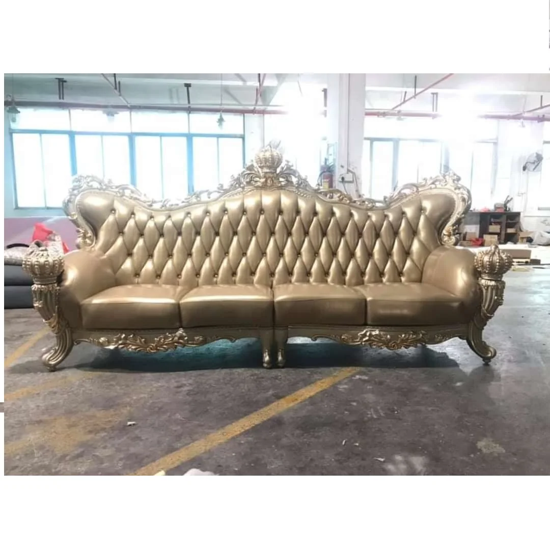 European French style royal Victorian vintage classic sofa furniture carved solid wood sofa set For Sale By Indian Exporters