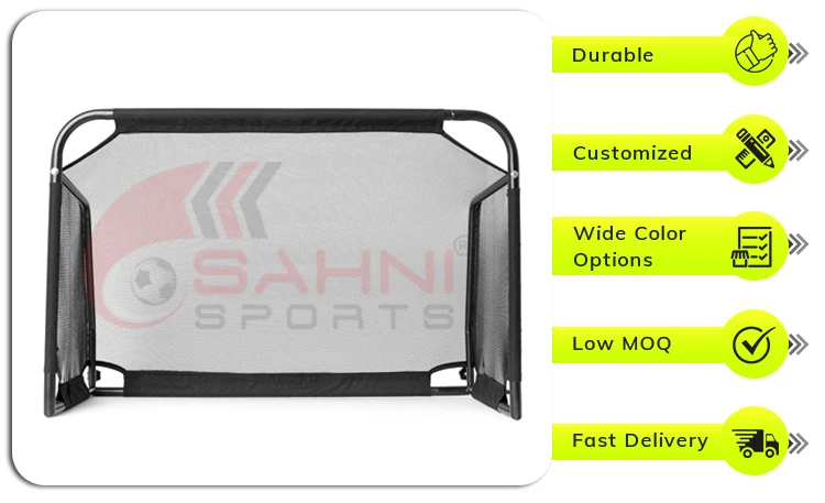 Leading Exporter of Heavy Duty Steel Construction and Strong Polyester Oxford Mesh Net Football Soccer Pro Goal Post