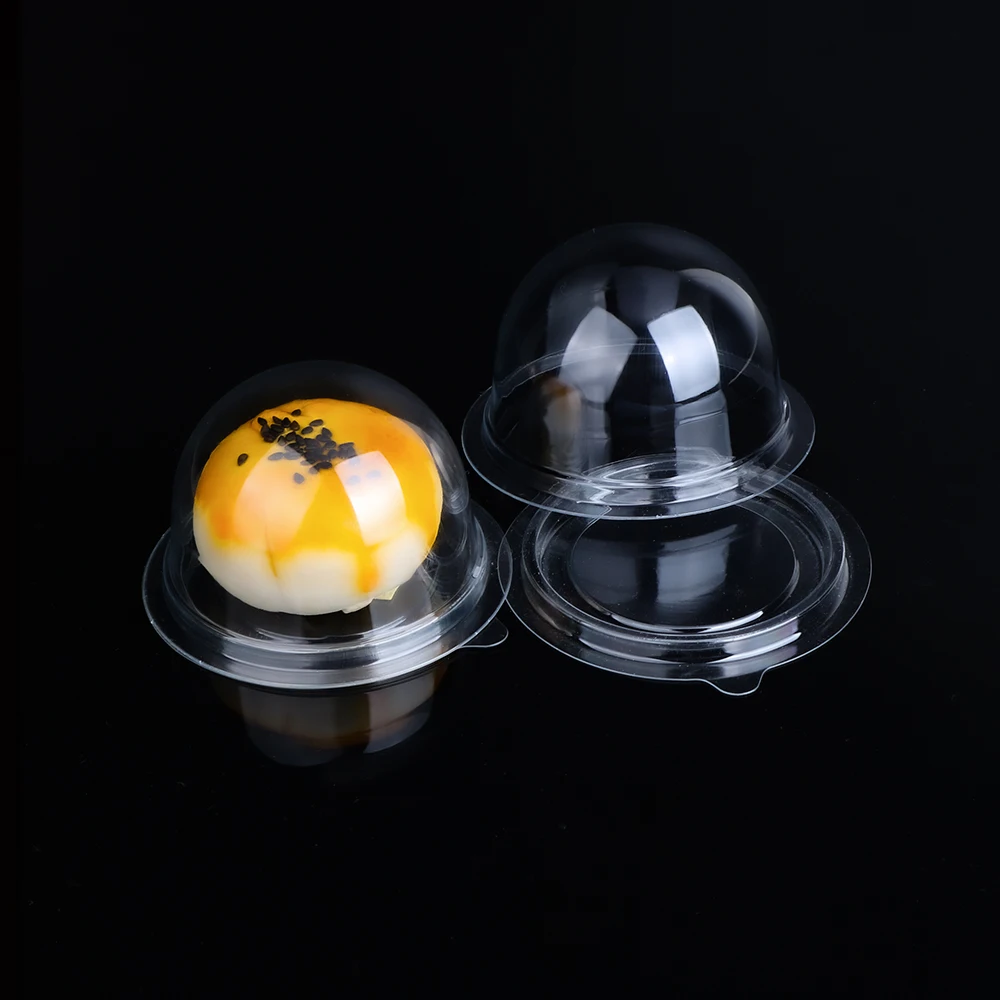 Hengmaster High Quality PET Round Cake Blister Packaging Mooncake Egg Yolk Crisp Plastic Tray With Clear Lid