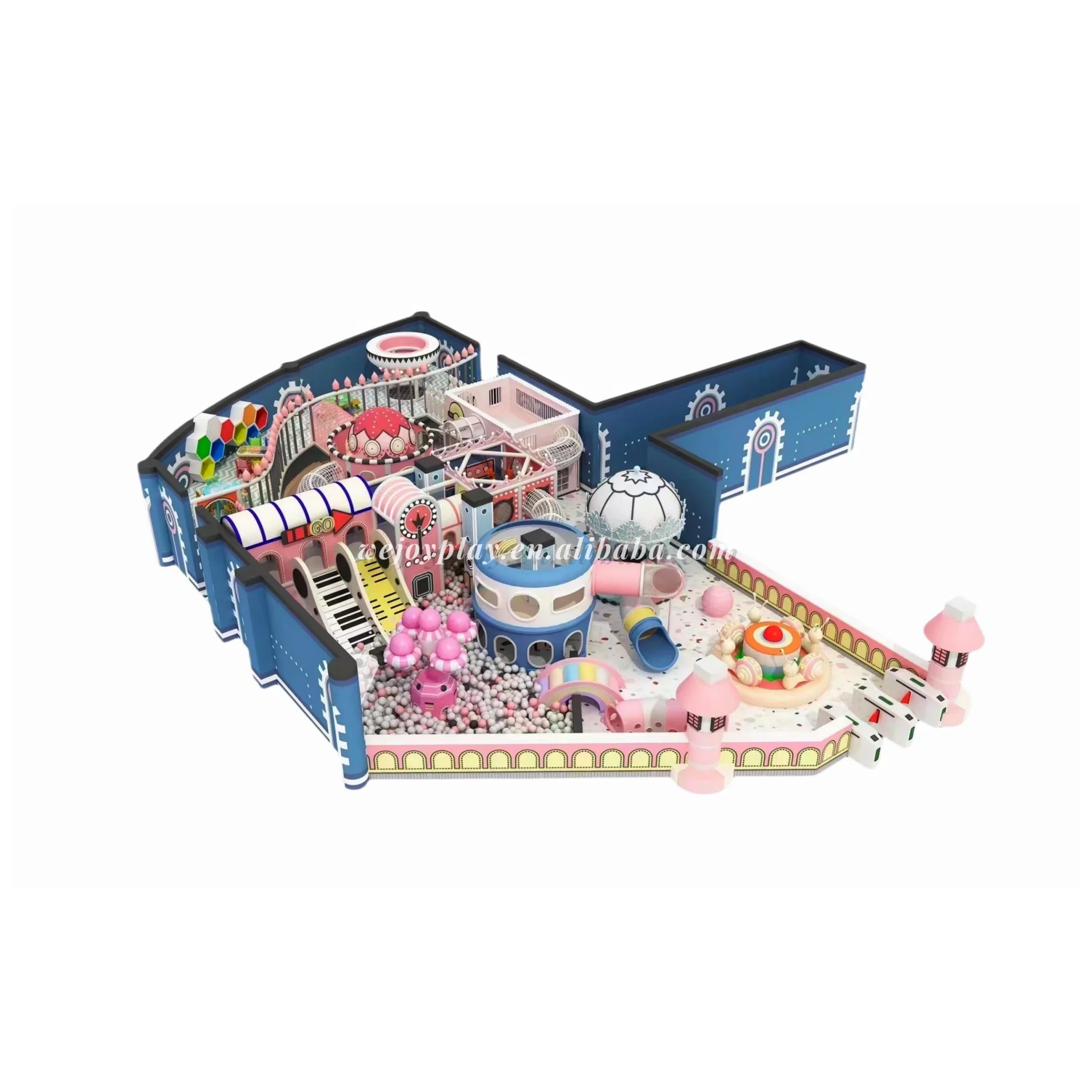 Wejoy colorful commercial indoor playground with big slide and ball pit children play center soft play equipment for sale