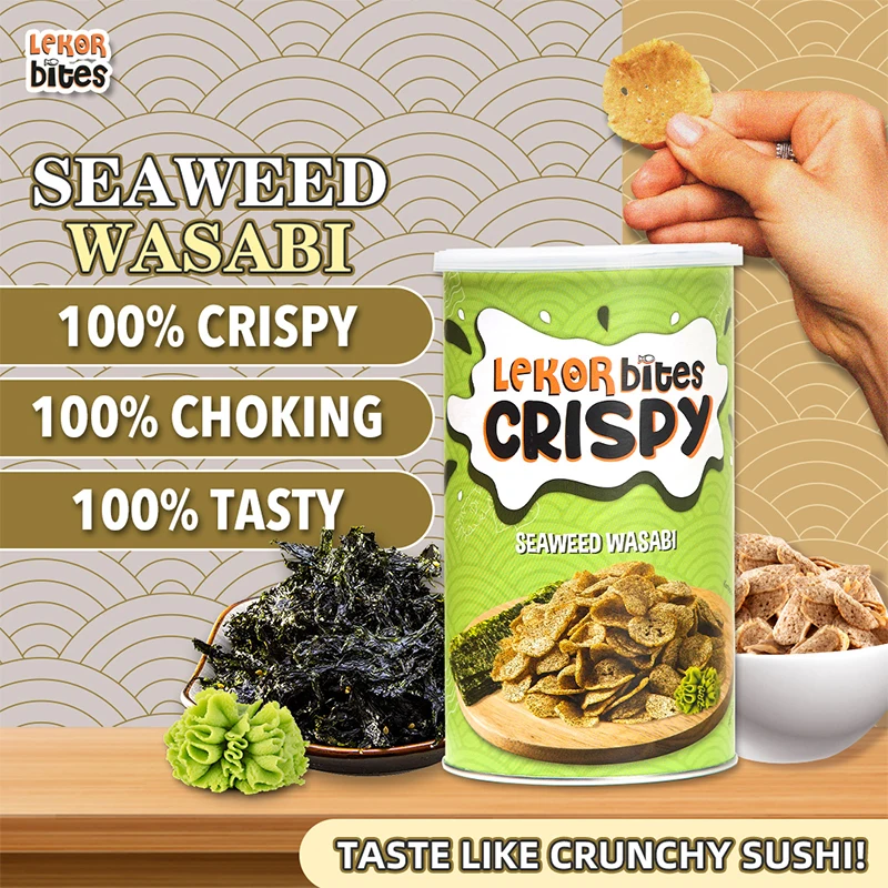Best Selling Malaysia Tasty 200gram Lekor Bites Crispy with Seaweed Wasabi Flavor Healthy Seafood Snacks