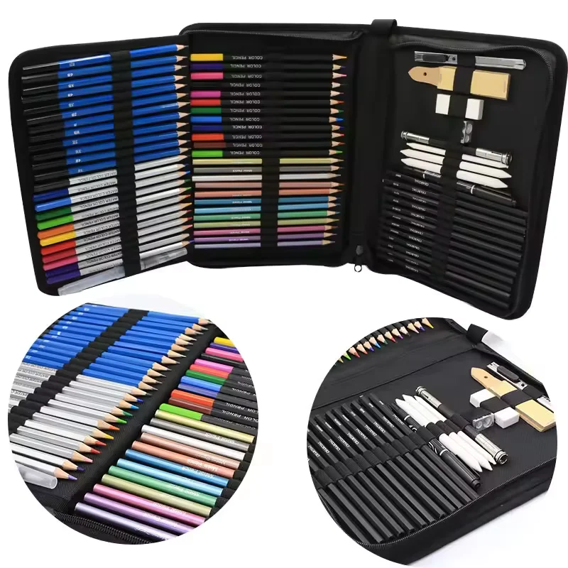 71Piece Art Supplies Color Drawing Pencils Sketch Set Charcoal Pencils Artist Drawing Pencils Set