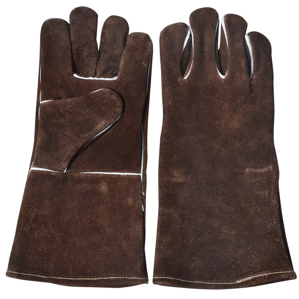High quality Custom 14 inch Cow split leather welding gloves heat resistant welder gloves for multiple tasks